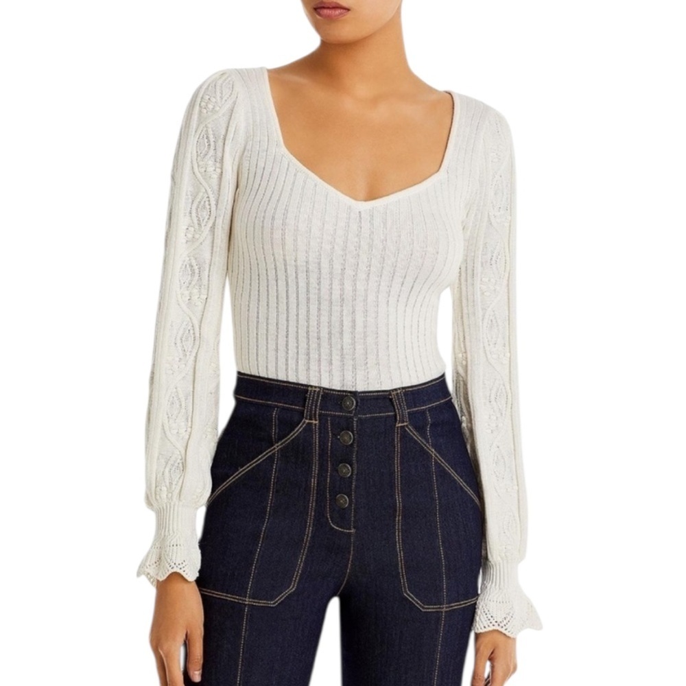 🌻NEW w/tag PAIGE Europa Silk Blend Bell Sleeve Pullover Knit Top Size XL $229